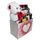 Heart themed Chocolates & Cookies Gift Basket with "I Love you" Teddy - Valentine's Day, All Occasion