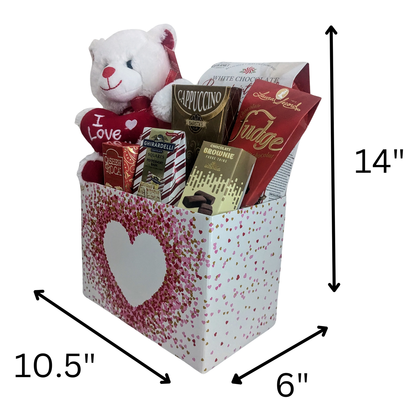 Heart themed Chocolates & Cookies Gift Basket with "I Love you" Teddy - Valentine's Day, All Occasion