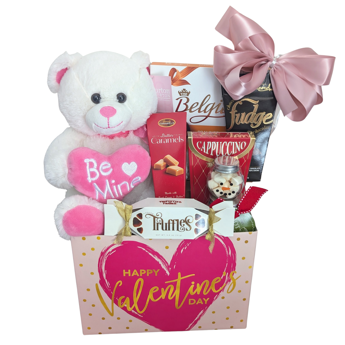 Valentine's Day "Be Mine" Teddy bear, Cookies and Chocolate Gift Basket