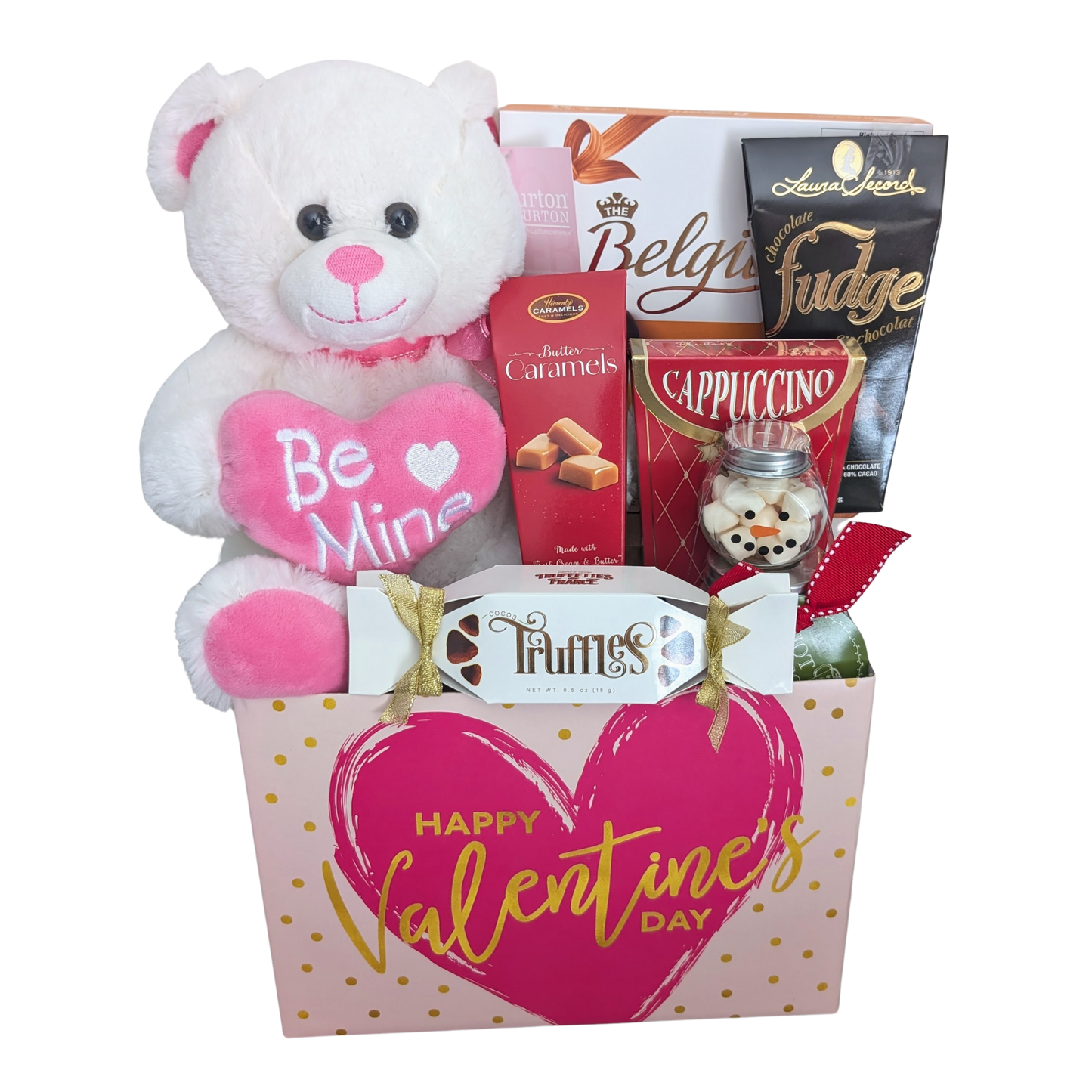 Valentine's Day "Be Mine" Teddy bear, Cookies and Chocolate Gift Basket