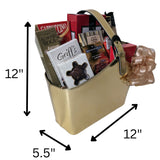 Golden Gourmet - Elegant Golden Faux Leather Tote with Chocolates & Cookies