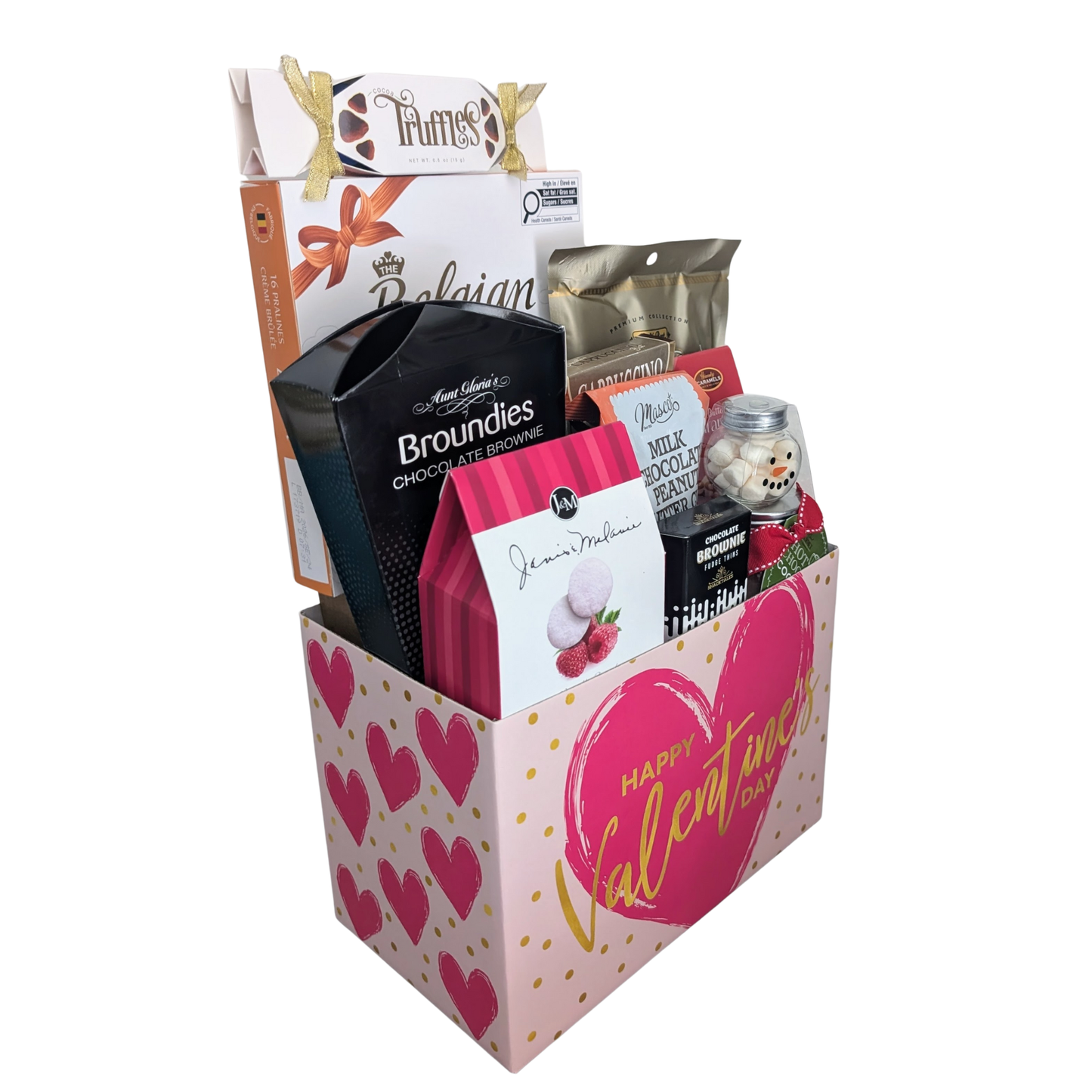 Valentine's Day Hearts - Chocolate & Cookies Gift Basket