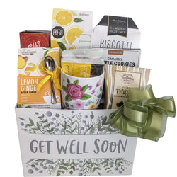 Get Well Soon Gift Basket with Tea, Cookies & Snacks