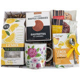 Lemon Tea & Cookies Gift Set with Floral Tea Cup