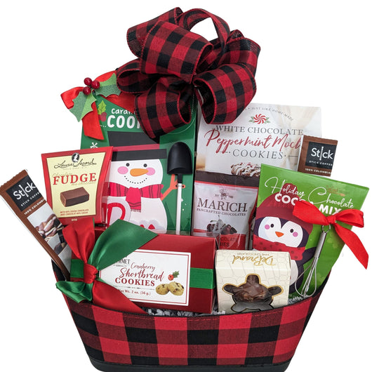 Christmas & Holiday Gift Baskets - Red Plaid Chocolates, Cookies & Coffee Gift -  Business & Thank You Gifts