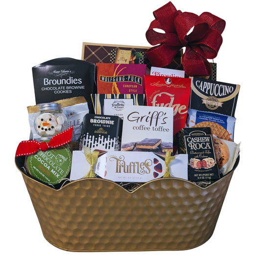 Golden Signature Gourmet Chocolate & Cookie Gift Basket| Premium Assortment of Sweets for Every Occasion