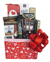 Coffee Lover's Heart themed Gift Basket with Coffee Mug