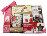 Tea, Cookies & Fine Chocolates Gift Set with Floral Tea Cup