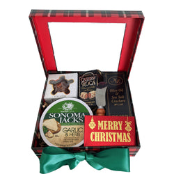 Merry Christmas Plaid Gift Box with Cheese & Chocolates